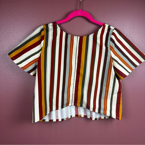 Parterre Birdie Top is Dolce Stripe Autumn Colors Size 1 (US 4-6) - Picture 2 of 6